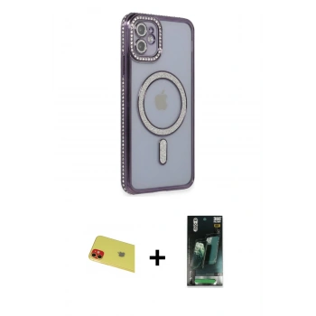 MARSİLYAN™- iPhone 11 Kılıf Zirve Doku Prime - Şeffaf 360 Full Body Arka Koruyucu + Rainbow Kamera Lens Koruma Cam - KI