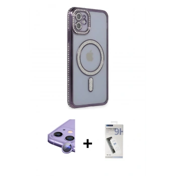 MARSİLYAN™- iPhone 11 Kılıf Zirve Doku Prime - Şeffaf Uv Polymer Nano Ekran Koruyucu + Raze Metal Kamera Lens - MR