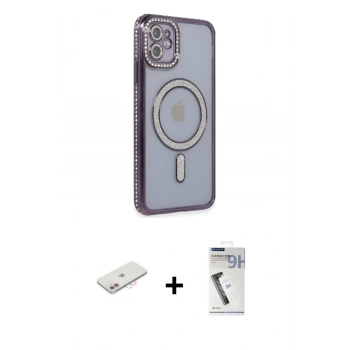MARSİLYAN™- iPhone 11 Kılıf Zirve Doku Prime - Şeffaf Uv Polymer Nano Ekran Koruyucu + Renkli Kamera Lens Koruma Cam - PE