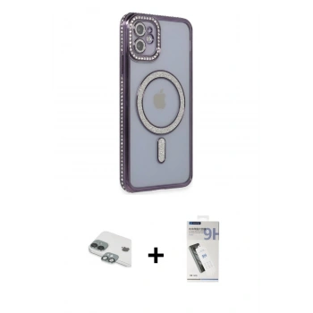 MARSİLYAN™- iPhone 11 Kılıf Zirve Doku Prime - Şeffaf Uv Polymer Nano Ekran Koruyucu + Pers Alüminyum Kamera Lens - YL