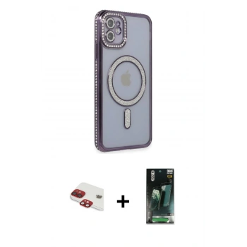 MARSİLYAN™- iPhone 11 Kılıf Zirve Doku Prime - Siyah 360 Mat Full Body Arka Koruyucu + Pers Alüminyum Kamera Lens - KI