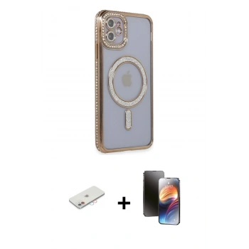 MARSİLYAN™- iPhone 11 Kılıf Zirve Doku Prime - Siyah 3D Antistatik Mat Seramik Nano Ekran Koruyucu + Renkli Kamera Lens Koruma Cam - PE