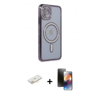 MARSİLYAN™- iPhone 11 Kılıf Zirve Doku Prime - Siyah 3D Antistatik Mat Seramik Nano Ekran Koruyucu + Renkli Kamera Lens Koruma Cam - SI