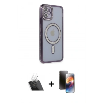 MARSİLYAN™- iPhone 11 Kılıf Zirve Doku Prime - Siyah 3D Antistatik Mat Seramik Nano Ekran Koruyucu + Kamera Lens Koruma Cam - SF