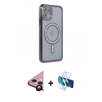 MARSİLYAN™- iPhone 11 Kılıf Zirve Doku Prime - Siyah 3D Antistatik Seramik Nano Ekran Koruyucu + Raze Metal Kamera Lens - SH