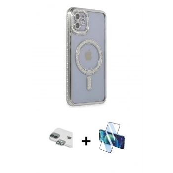 MARSİLYAN™- iPhone 11 Kılıf Zirve Doku Prime - Siyah 3D Antistatik Seramik Nano Ekran Koruyucu + Pers Alüminyum Kamera Lens - YL