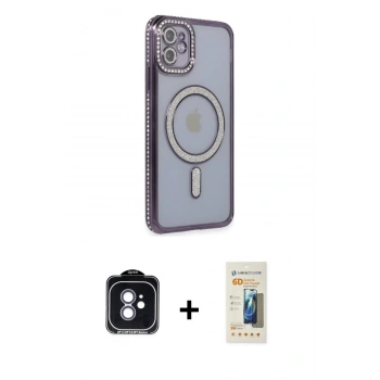MARSİLYAN™- iPhone 11 Kılıf Zirve Doku Prime - Siyah 6D Mat Seramik Hayalet Nano Ekran Koruyucu + PVD Metal Kamera Lens - MI