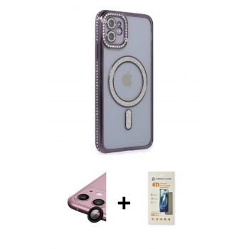 MARSİLYAN™- iPhone 11 Kılıf Zirve Doku Prime - Siyah 6D Mat Seramik Hayalet Nano Ekran Koruyucu + Raze Metal Kamera Lens - SH