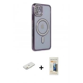 MARSİLYAN™- iPhone 11 Kılıf Zirve Doku Prime - Siyah 6D Mat Seramik Hayalet Nano Ekran Koruyucu + Renkli Kamera Lens Koruma Cam - TU