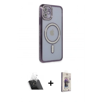MARSİLYAN™- iPhone 11 Kılıf Zirve Doku Prime - Siyah Bilvis 3D Cam Ekran Koruyucu + Kamera Lens Koruma Cam - SF
