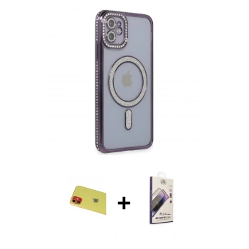 MARSİLYAN™- iPhone 11 Kılıf Zirve Doku Prime - Siyah Bilvis 3D Mat Cam Ekran Koruyucu + Rainbow Kamera Lens Koruma Cam - KI