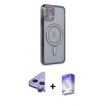 MARSİLYAN™- iPhone 11 Kılıf Zirve Doku Prime - Siyah Bilvis 5in1 3D Magic Cam Ekran Koruyucu + Raze Metal Kamera Lens - MR