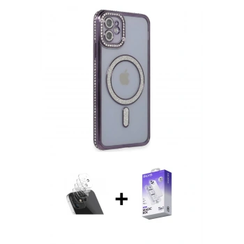 MARSİLYAN™- iPhone 11 Kılıf Zirve Doku Prime - Siyah Bilvis 5in1 3D Magic Cam Ekran Koruyucu + Kamera Lens Koruma Cam - SF