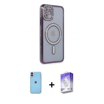 MARSİLYAN™- iPhone 11 Kılıf Zirve Doku Prime - Siyah Bilvis 5in1 3D Magic Cam Ekran Koruyucu + Neon Fosforlu Kamera Lens - TU