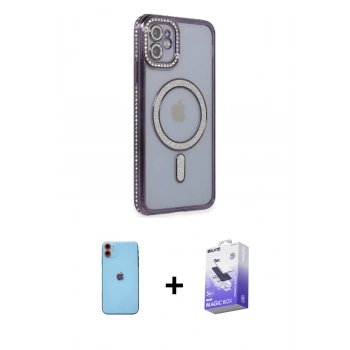 MARSİLYAN™- iPhone 11 Kılıf Zirve Doku Prime - Siyah Bilvis 5in1 5D Magic Hayalet Cam Ekran Koruyucu + Neon Fosforlu Kamera Lens - TU