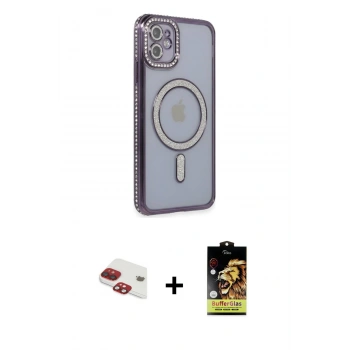 MARSİLYAN™- iPhone 11 Kılıf Zirve Doku Prime - Siyah Buffer Cam Ekran Koruyucu + Pers Alüminyum Kamera Lens - KI