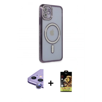 MARSİLYAN™- iPhone 11 Kılıf Zirve Doku Prime - Siyah Buffer Cam Ekran Koruyucu + Raze Metal Kamera Lens - MR