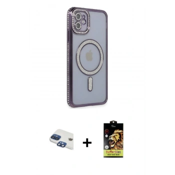 MARSİLYAN™- iPhone 11 Kılıf Zirve Doku Prime - Siyah Buffer Cam Ekran Koruyucu + Pers Alüminyum Kamera Lens - LT