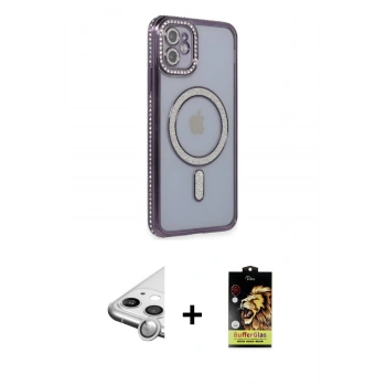 MARSİLYAN™- iPhone 11 Kılıf Zirve Doku Prime - Siyah Buffer Cam Ekran Koruyucu + Raze Metal Kamera Lens - GS