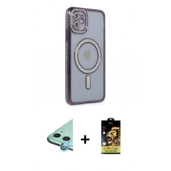 MARSİLYAN™- iPhone 11 Kılıf Zirve Doku Prime - Siyah Buffer Cam Ekran Koruyucu + Raze Metal Kamera Lens - MI