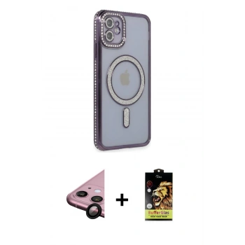 MARSİLYAN™- iPhone 11 Kılıf Zirve Doku Prime - Siyah Buffer Cam Ekran Koruyucu + Raze Metal Kamera Lens - SH