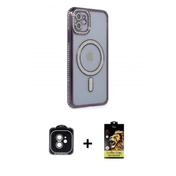 MARSİLYAN™- iPhone 11 Kılıf Zirve Doku Prime - Siyah Buffer Cam Ekran Koruyucu + PVD Metal Kamera Lens - YL