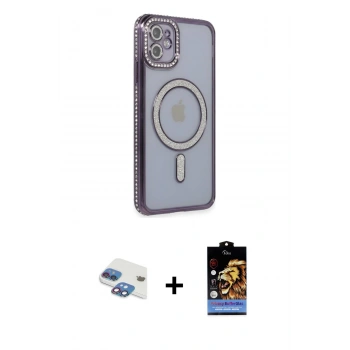 MARSİLYAN™- iPhone 11 Kılıf Zirve Doku Prime - Siyah Buffer Hayalet Cam Ekran Koruyucu + Pers Alüminyum Kamera Lens - GI