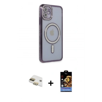 MARSİLYAN™- iPhone 11 Kılıf Zirve Doku Prime - Siyah Buffer Hayalet Cam Ekran Koruyucu + Pers Alüminyum Kamera Lens - GD