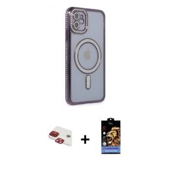 MARSİLYAN™- iPhone 11 Kılıf Zirve Doku Prime - Siyah Buffer Hayalet Cam Ekran Koruyucu + Pers Alüminyum Kamera Lens - KI