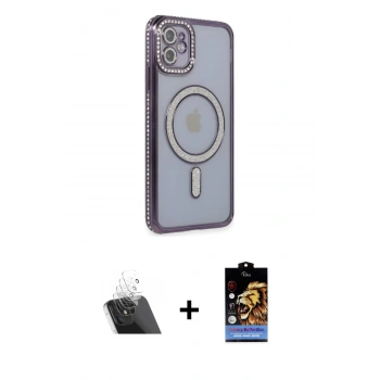 MARSİLYAN™- iPhone 11 Kılıf Zirve Doku Prime - Siyah Buffer Hayalet Cam Ekran Koruyucu + Kamera Lens Koruma Cam - SF