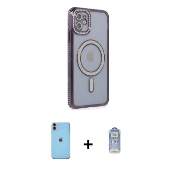 MARSİLYAN™- iPhone 11 Kılıf Zirve Doku Prime - Siyah Joko Magic 5D Cam + Neon Fosforlu Kamera Lens - TU