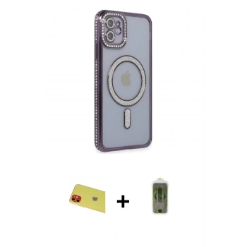 MARSİLYAN™- iPhone 11 Kılıf Zirve Doku Prime - Siyah Joko Magic 5D Hayalet Cam + Rainbow Kamera Lens Koruma Cam - KI