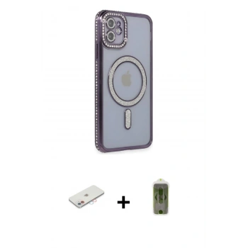 MARSİLYAN™- iPhone 11 Kılıf Zirve Doku Prime - Siyah Joko Magic 5D Hayalet Cam + Renkli Kamera Lens Koruma Cam - PE