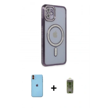 MARSİLYAN™- iPhone 11 Kılıf Zirve Doku Prime - Siyah Joko Magic 5D Hayalet Cam + Neon Fosforlu Kamera Lens - TU