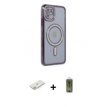 MARSİLYAN™- iPhone 11 Kılıf Zirve Doku Prime - Siyah Joko Magic 5D Hayalet Cam + Renkli Kamera Lens Koruma Cam - YL