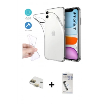 MARSİLYAN™- iPhone 11 Kılıf Zirve Doku - Şeffaf Uv Polymer Nano Ekran Koruyucu + Pers Alüminyum Kamera Lens - GD