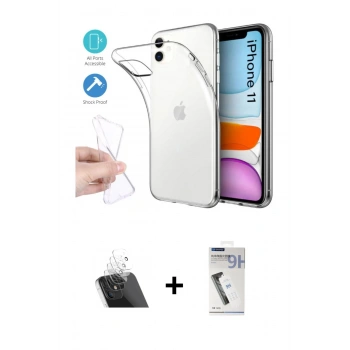 MARSİLYAN™- iPhone 11 Kılıf Zirve Doku - Şeffaf Uv Polymer Nano Ekran Koruyucu + Kamera Lens Koruma Cam - SF