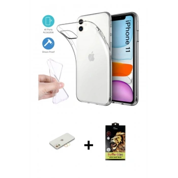 MARSİLYAN™- iPhone 11 Kılıf Zirve Doku - Siyah Buffer Cam Ekran Koruyucu + Renkli Kamera Lens Koruma Cam - SI