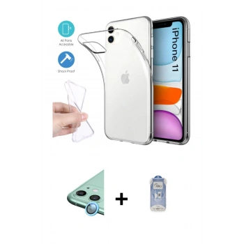MARSİLYAN™- iPhone 11 Kılıf Zirve Doku - Siyah Joko Magic 5D Cam + Raze Metal Kamera Lens - MI