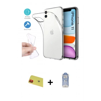 MARSİLYAN™- iPhone 11 Kılıf Zirve Doku - Siyah Joko Magic 5D Cam + Rainbow Kamera Lens Koruma Cam - KI
