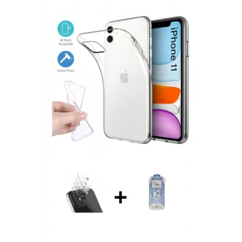 MARSİLYAN™- iPhone 11 Kılıf Zirve Doku - Siyah Joko Magic 5D Cam + Kamera Lens Koruma Cam - SF