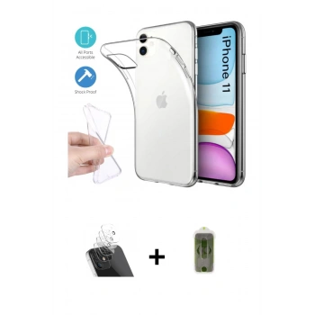 MARSİLYAN™- iPhone 11 Kılıf Zirve Doku - Siyah Joko Magic 5D Hayalet Cam + Kamera Lens Koruma Cam - SF