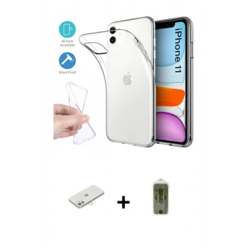 MARSİLYAN™- iPhone 11 Kılıf Zirve Doku - Siyah Joko Magic 5D Hayalet Cam + Renkli Kamera Lens Koruma Cam - SI