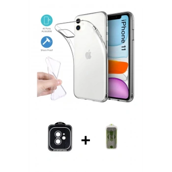 MARSİLYAN™- iPhone 11 Kılıf Zirve Doku - Siyah Joko Magic 5D Hayalet Cam + PVD Metal Kamera Lens - SH