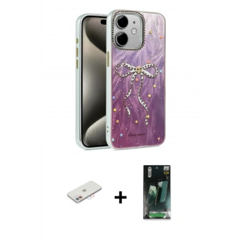 MARSİLYAN™- iPhone 11 Kılıf Zirve Modern Prime - Şeffaf 360 Full Body Arka Koruyucu + Renkli Kamera Lens Koruma Cam - PE