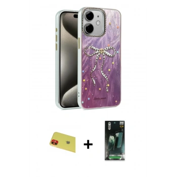 MARSİLYAN™- iPhone 11 Kılıf Zirve Modern Prime - Şeffaf 360 Full Body Arka Koruyucu + Rainbow Kamera Lens Koruma Cam - KI