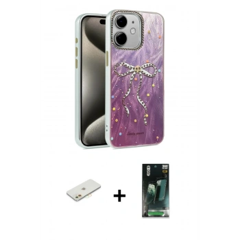 MARSİLYAN™- iPhone 11 Kılıf Zirve Modern Prime - Şeffaf 360 Full Body Arka Koruyucu + Renkli Kamera Lens Koruma Cam - TU