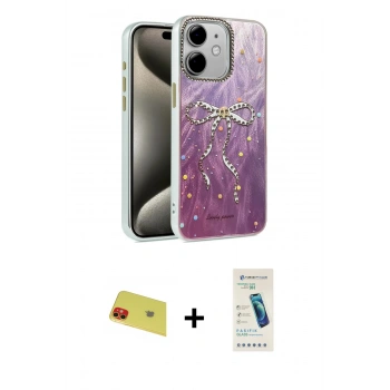 MARSİLYAN™- iPhone 11 Kılıf Zirve Modern Prime - Şeffaf Pasifik Cam Ekran Koruyucu + Rainbow Kamera Lens Koruma Cam - KI