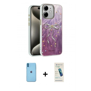 MARSİLYAN™- iPhone 11 Kılıf Zirve Modern Prime - Şeffaf Pasifik Cam Ekran Koruyucu + Neon Fosforlu Kamera Lens - MI