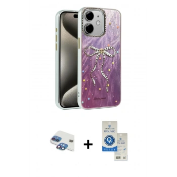 MARSİLYAN™- iPhone 11 Kılıf Zirve Modern Prime - Şeffaf Royal Nano Ekran Koruyucu + Pers Alüminyum Kamera Lens - GI